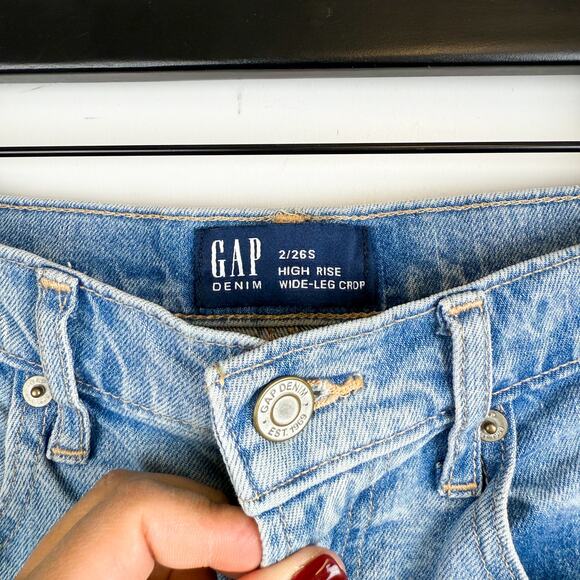GAP Denim High Rise Wide Leg Crop Jeans Womens - 2 26 S Short - Picture 3 of 9